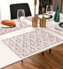 ANA Table Placemats Set of 8 100% Cotton Machine Washable Floral Maroon | Dining Table mates Non-Slip Heat Resistant Tableware