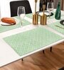 ANA Traditional Table Placemats Set of 8 Cotton Printed Premium Green| Heat Resistant | Washable | Anti skid Placemats Tea Table Cover |(13x18 Inches, Traditional)