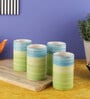 (Set of 4) 200ml Ceramic Green & Blue Everyday Glass