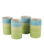 (Set of 4) 200ml Ceramic Green & Blue Everyday Glass