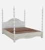Anaya Solid Wood Poster King Bed in Farmhouse White Finish