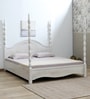 Anaya Solid Wood Poster King Bed in Farmhouse White Finish
