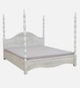 Anaya Solid Wood Poster King Bed in Farmhouse White Finish