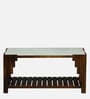 Andau Sheesham Wood Coffee Table In Provincial Teak Finish With Porcelain Top
