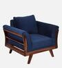 Anderson Solid Wood 1 Seater Sofa in Blue Colour