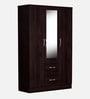 Andes 3 Door Wardrobe with Mirror & Lock + Drawers in Walnut Finish Andes 3 Door Wardrobe with Mirror & Lock + Drawers in Walnut Finish