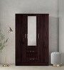 Andes 3 Door Wardrobe with Mirror & Lock + Drawers in Walnut Finish Andes 3 Door Wardrobe with Mirror & Lock + Drawers in Walnut Finish