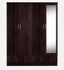 Andes 4 Door Wardrobe with Mirror & Lock + Drawers in Walnut Finish