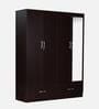 Andes 4 Door Wardrobe with Mirror & Lock + Drawers in Wenge Finish