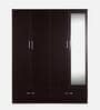 Andes 4 Door Wardrobe with Mirror & Lock + Drawers in Wenge Finish