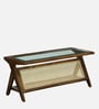 Andora Sheesham Wood Glass Top Coffee Table In Scratch Resistant Provincial Teak Finish