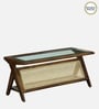 Andora Sheesham Wood Glass Top Coffee Table In Scratch Resistant Provincial Teak Finish