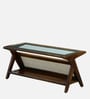 Andora Sheesham Wood Glass Top Coffee Table In Scratch Resistant Provincial Teak Finish