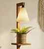 Andre Wooden Shelf Floor Lamp with Wooden Shade & Brown Base