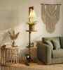 Andre Wooden Shelf Floor Lamp with Wooden Shade & Brown Base