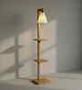 Andre Wooden Shelf Floor Lamp with Wooden Shade & Brown Base