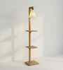 Andre Wooden Shelf Floor Lamp with Wooden Shade & Brown Base