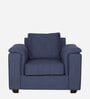 Andres Chenille Fabric 1 Seater Sofa In Navy Blue Colour