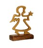 Angel Aluminium Showpiece With Wooden Base