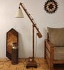 Angler Wooden Floor Lamp with Jute Shade & Brown Base