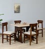 Anglet Sheesham Wood 4 Seater Dining Set In Scratch Resistant Provincial Teak Finish  With Travertine Top