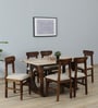 Anglet Sheesham Wood 6 Seater Dining Set In Scratch Resistant Provincial Teak Finish  With Travertine Top