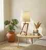 Angular Wooden Table Lamp with Jute  Shade & Brown Base