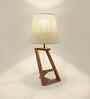 Angular Wooden Table Lamp with Jute  Shade & Brown Base