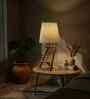 Angular Wooden Table Lamp with Jute  Shade & Brown Base