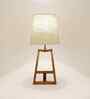 Angular Wooden Table Lamp with Jute  Shade & Brown Base