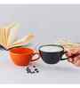 (Set Of 2) Animal Bone Ash Free Porcelain Black & Orange Tea Cups