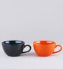(Set Of 2) Animal Bone Ash Free Porcelain Black & Orange Tea Cups
