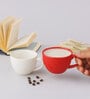 (Set Of 2) Animal Bone Ash Free Porcelain Red & White Tea Cups