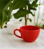 (Set Of 2) Animal Bone Ash Free Porcelain Red & White Tea Cups