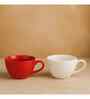 (Set Of 2) Animal Bone Ash Free Porcelain Red & White Tea Cups