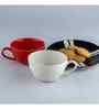 (Set Of 2) Animal Bone Ash Free Porcelain Red & White Tea Cups