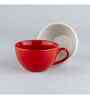 (Set Of 2) Animal Bone Ash Free Porcelain Red & White Tea Cups