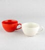 (Set Of 2) Animal Bone Ash Free Porcelain Red & White Tea Cups