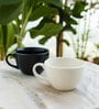 (Set Of 2) Animal Bone Ash Free Porcelain White & Black Tea Cups