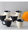 (Set Of 6) Animal Bone Ash Free Stoneware Tea Cups (Black & White)