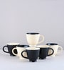 (Set Of 6) Animal Bone Ash Free Stoneware Tea Cups (Black & White)