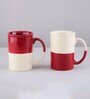 (Set Of 2) Animal Bone Ash Free Stoneware Red & White Tall Coffee Mugs