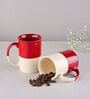(Set Of 2) Animal Bone Ash Free Stoneware Red & White Tall Coffee Mugs
