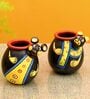 Animal Heads (Set Of 2) Black & Yellow Terracotta Table Vase