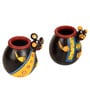 Animal Heads (Set Of 2) Black & Yellow Terracotta Table Vase