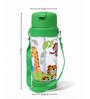 Green Animal Printed Plastic Water Bottle with Straw & Carrying Strap, 600 ml