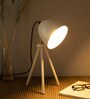 Anis White Teak Wood Tripod Table Lamp