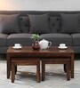 Anitz Sheesham Wood Nesting Coffee Table Set in Scratch Resistant Provincial Teak Finish With Stools