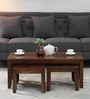 Anitz Sheesham Wood Nesting Coffee Table Set in Scratch Resistant Provincial Teak Finish With Stools