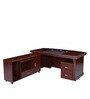 Ankara Executive Office Table with Side Runner & Drawer Cart in Brown Polish